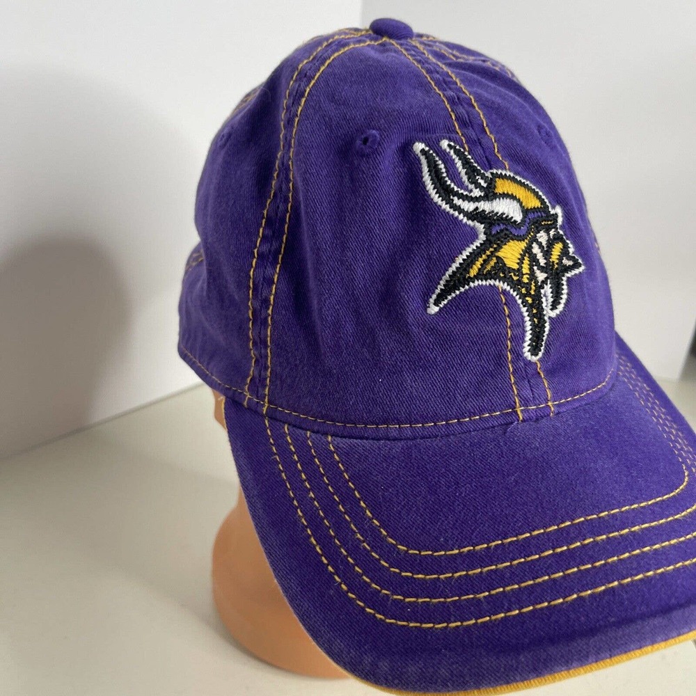 NFL Reebok Minnesota Vikings Reebok Purple Yellow Stitch Hat Cap Authentic - Picture 5 of 12